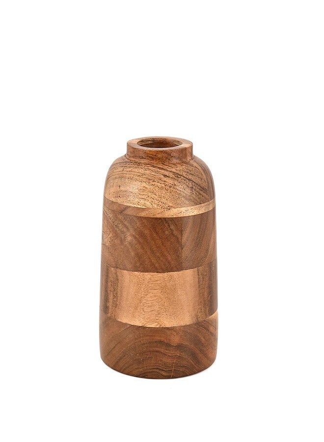 Kimona Vase Acacia Wood Vintage Farmhouse Flowers Vase for Home Office Table Shelf Mantel Porch Decorations (4" X 4" X 6") - Image 2